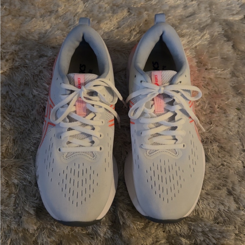 Asics Women's White and Light Pink Running Shoes